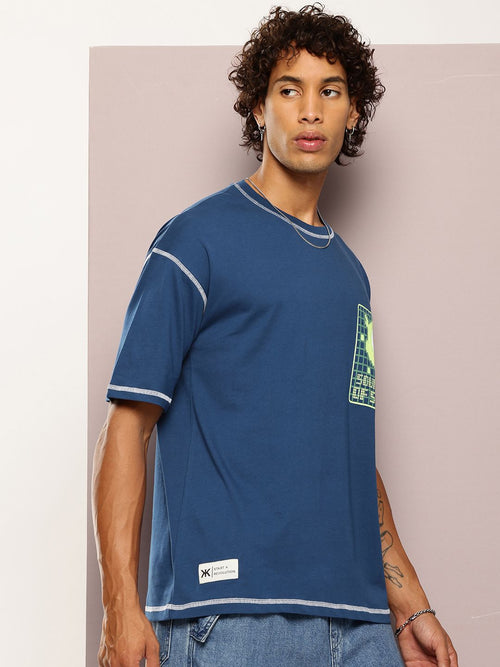 Kook N Keech Men Typography Printed Drop-Shoulder Sleeves Oversized Pure Cotton T-shirt