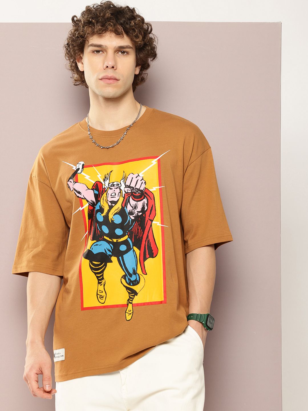 Kook N Keech Men Typography Printed Drop-Shoulder Sleeves Oversized Pure Cotton T-shirt