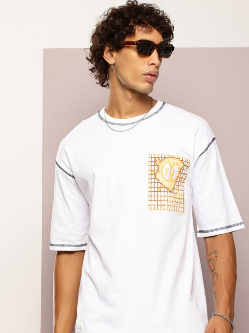 Kook N Keech Men Typography Printed Drop-Shoulder Sleeves Oversized Pure Cotton T-shirt