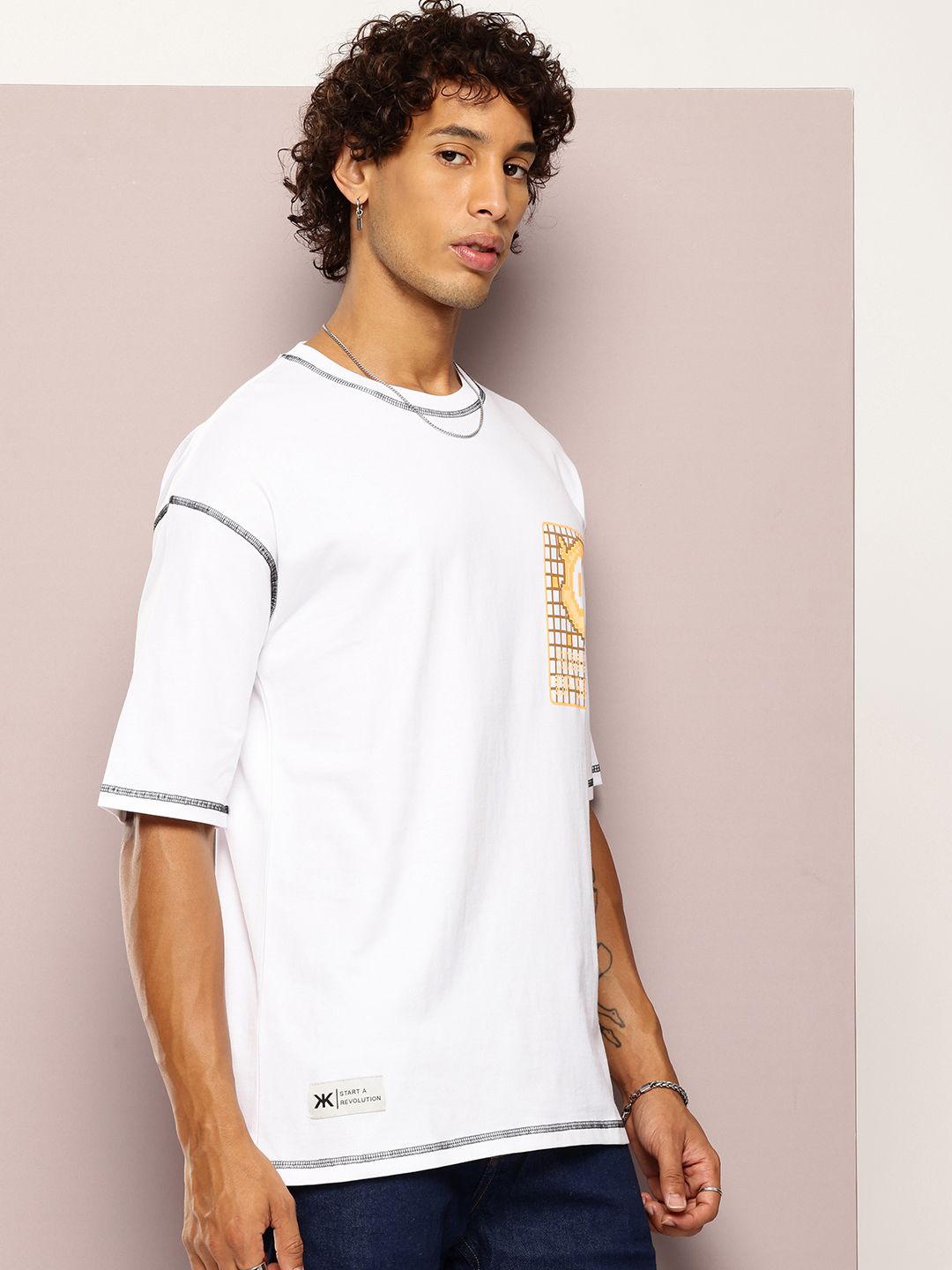 Kook N Keech Men Typography Printed Drop-Shoulder Sleeves Oversized Pure Cotton T-shirt