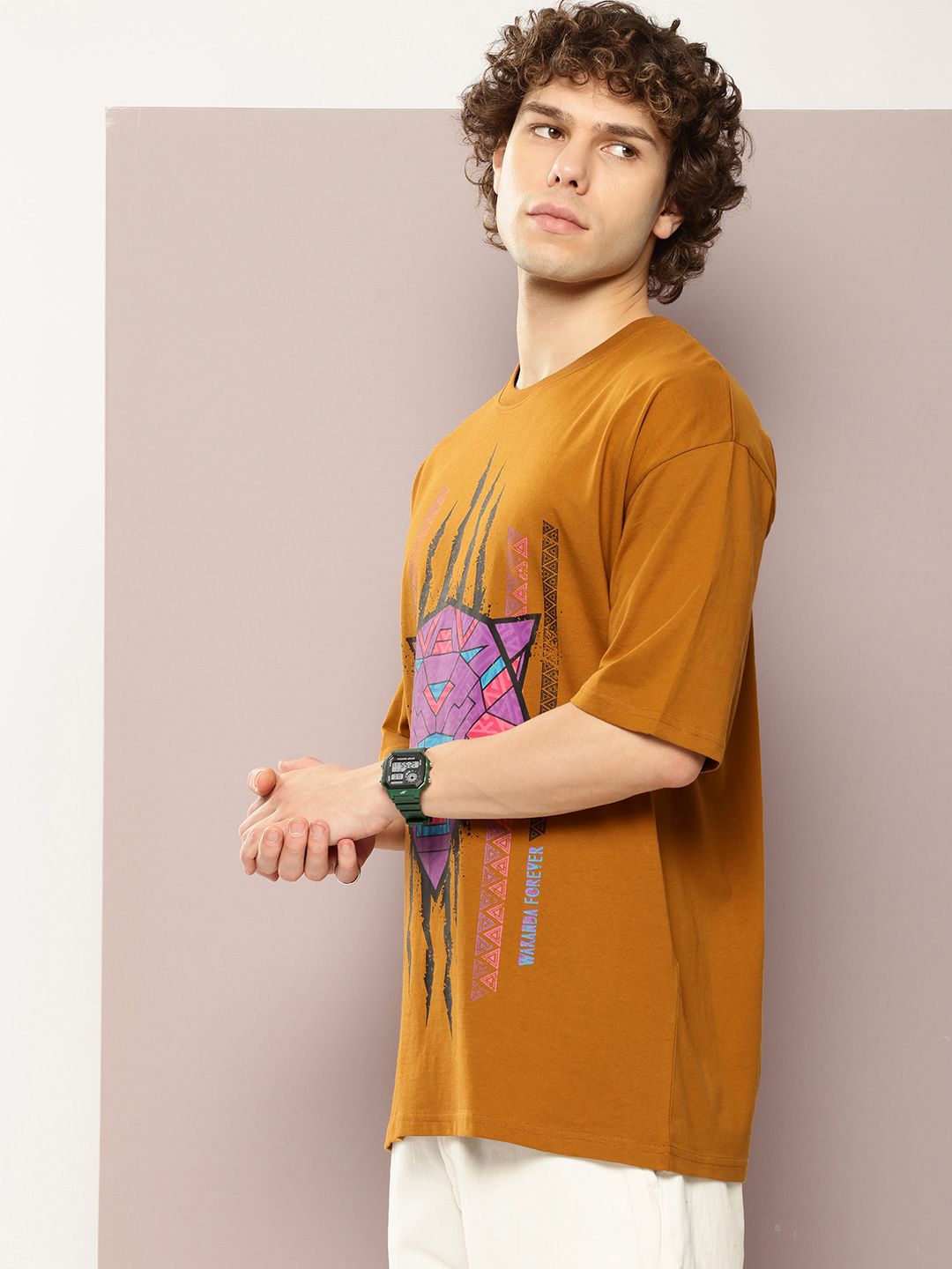 Kook N Keech Men Typography Printed Drop-Shoulder Sleeves Oversized Pure Cotton T-shirt