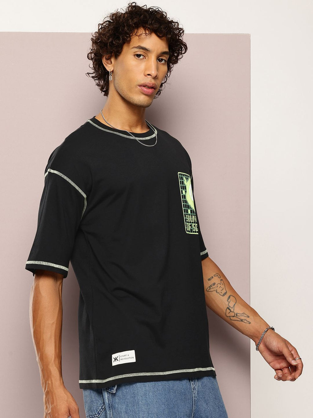 Kook N Keech Men Typography Printed Drop-Shoulder Sleeves Oversized Pure Cotton T-shirt