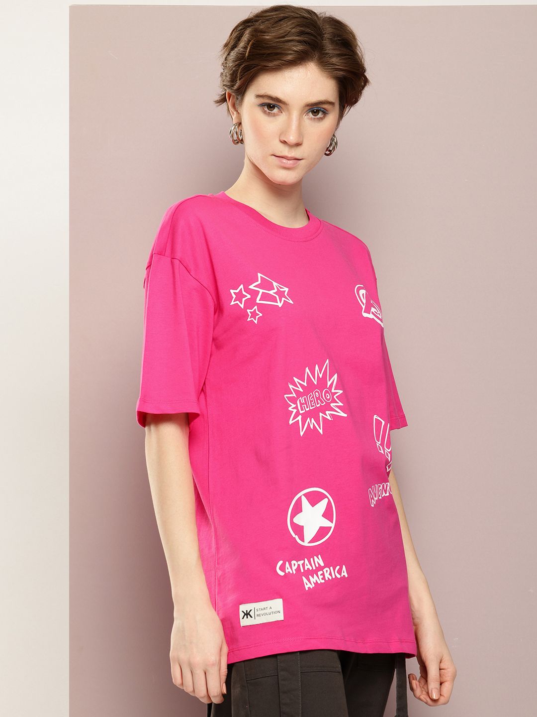 Kook N Keech Men Typography Printed Drop-Shoulder Sleeves Oversized Pure Cotton T-shirt