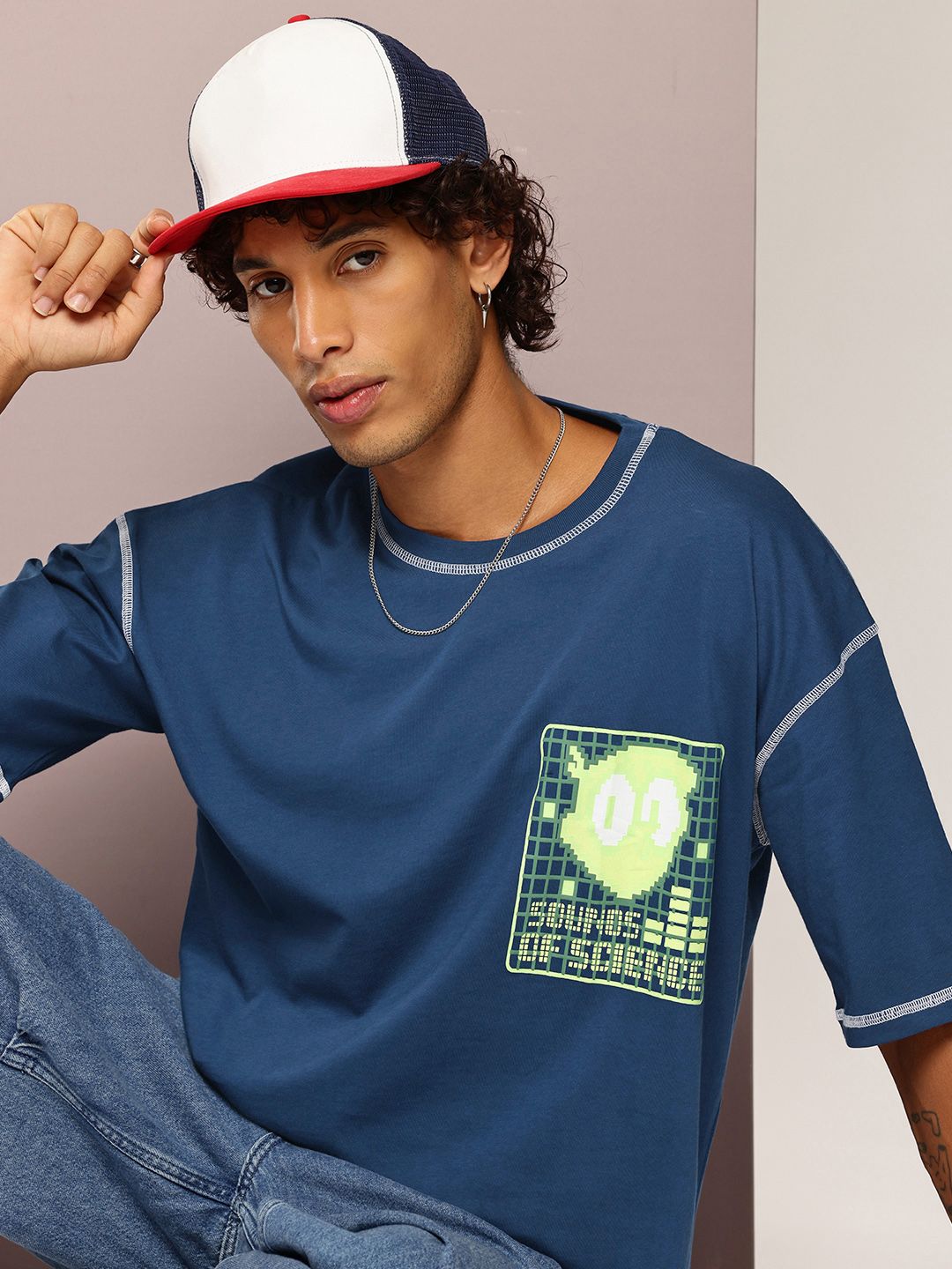 Kook N Keech Men Typography Printed Drop-Shoulder Sleeves Oversized Pure Cotton T-shirt