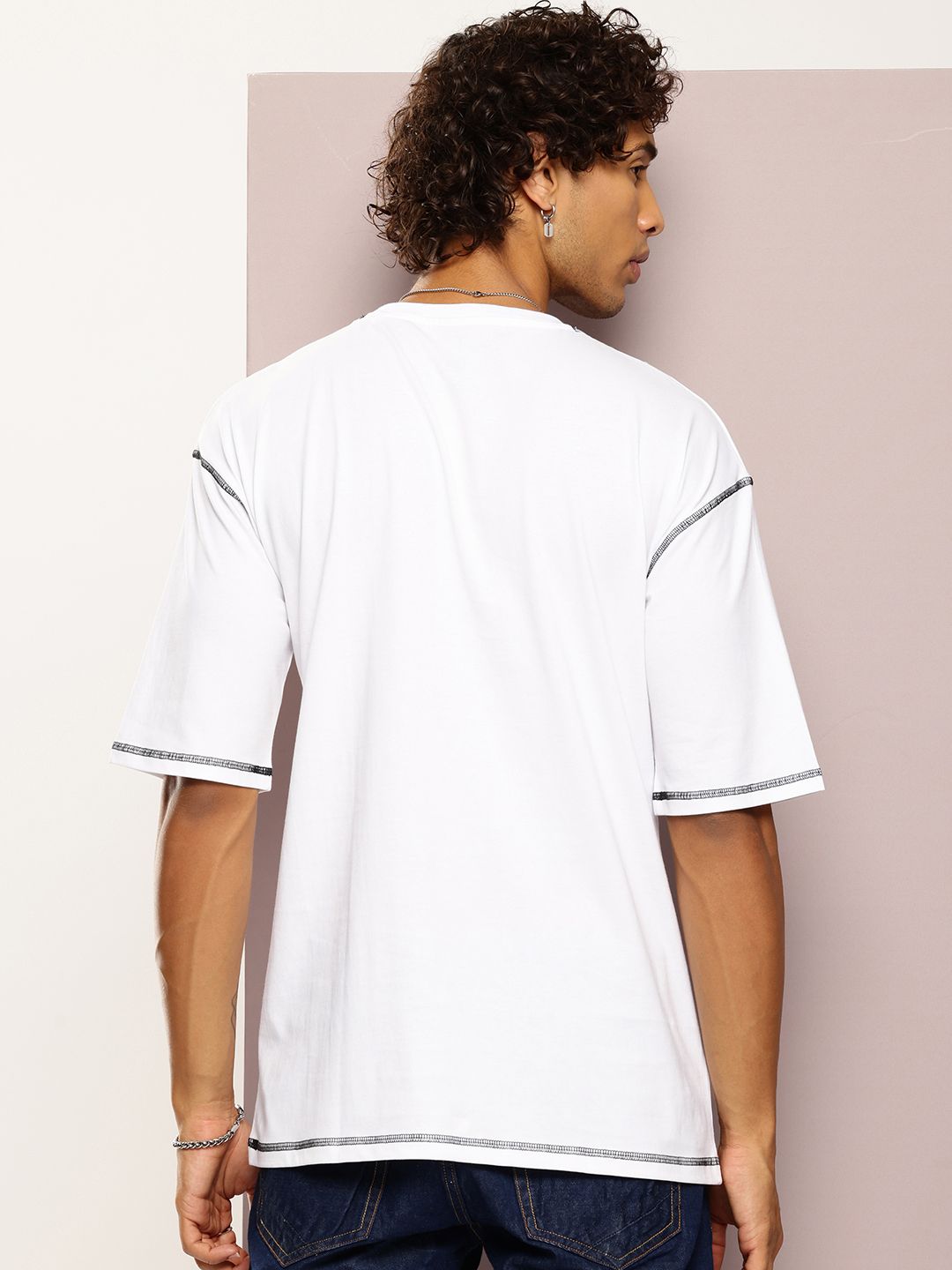 Kook N Keech Men Typography Printed Drop-Shoulder Sleeves Oversized Pure Cotton T-shirt