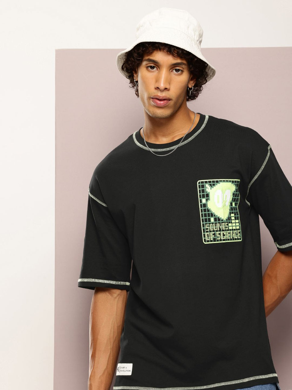 Kook N Keech Men Typography Printed Drop-Shoulder Sleeves Oversized Pure Cotton T-shirt